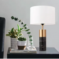 Fabric Marble Living Room Sofa Table Lamps - Black